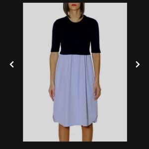 Kenzo Cotton Crew Neck Dress With A Ribbed Knit Top And Poplin Striped Skirt